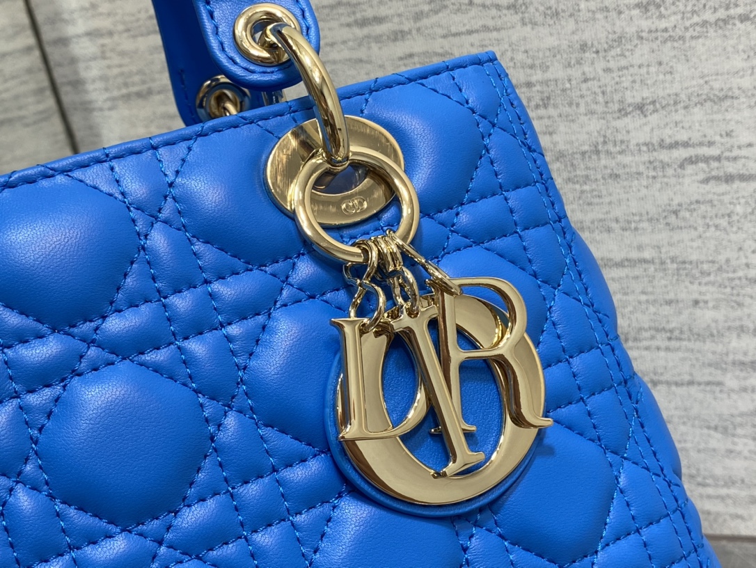 Medium Lady Dior Bag Blue Cannage Lambskin